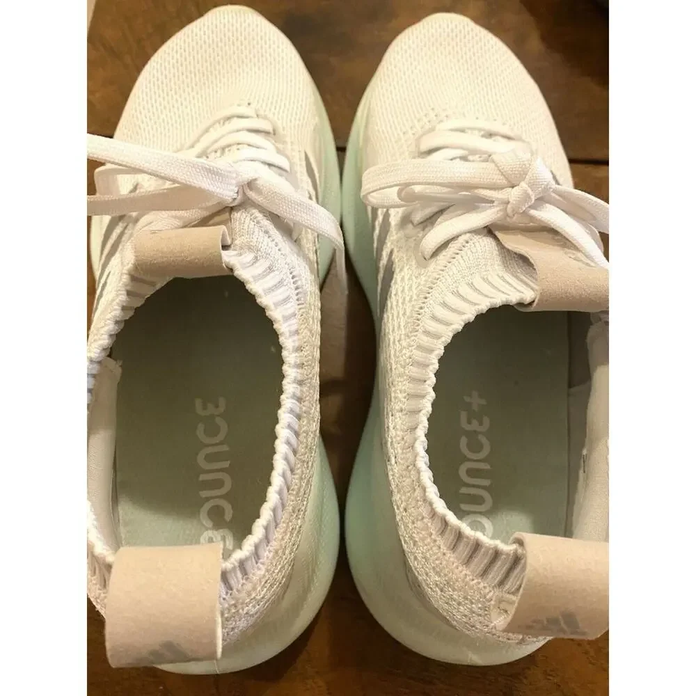 9 Adidas Purebounce + White Silver Metallic Ice Mint EUC Women's